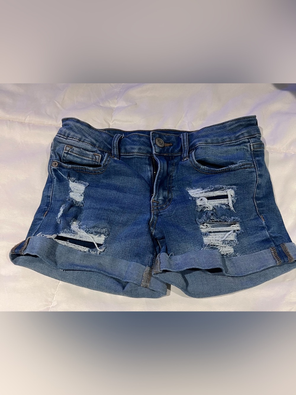 Aeropostale Womens Distressed Denim Mid Rise Short Shorts Size 2